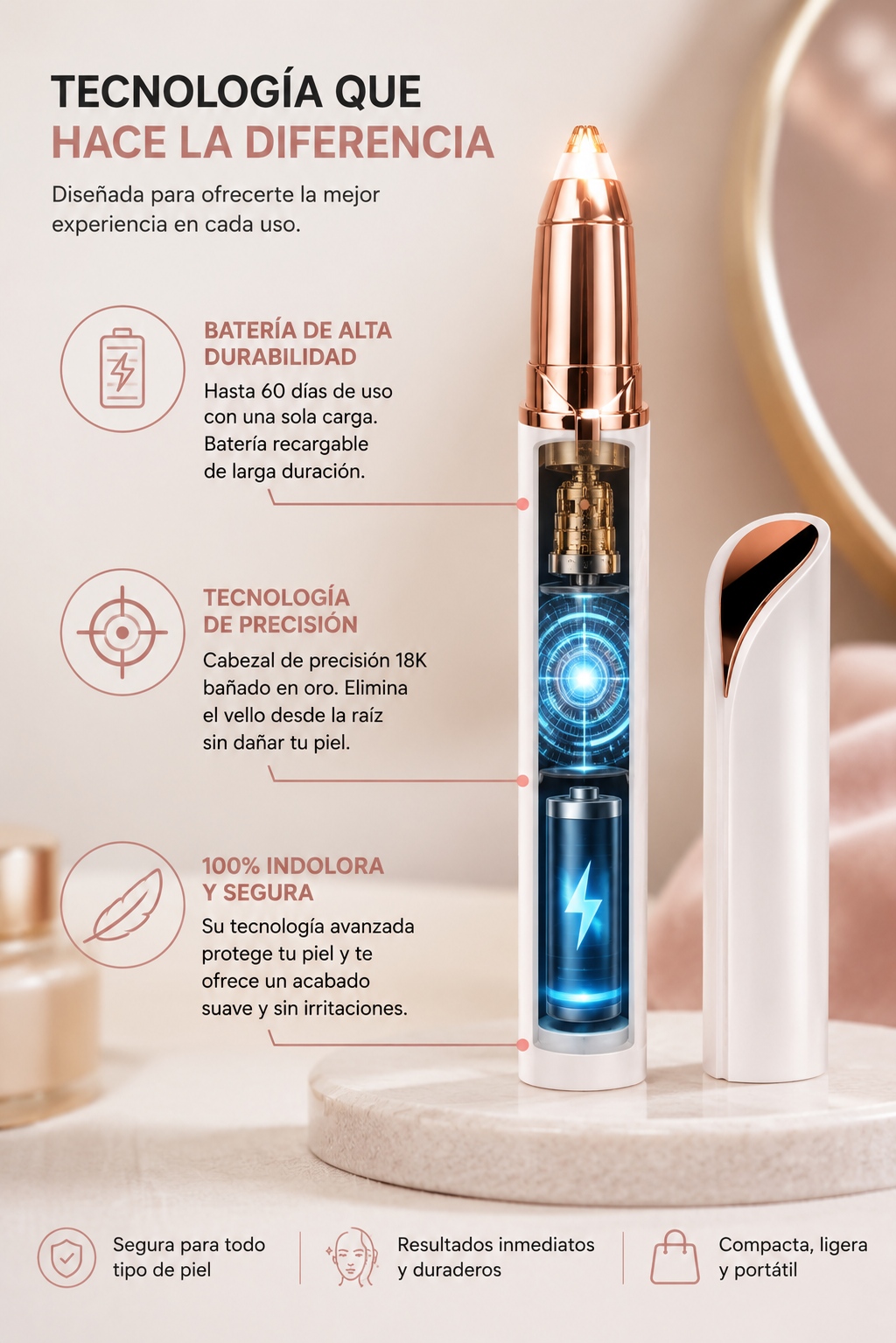 Depiladora facial RECARGABLE
